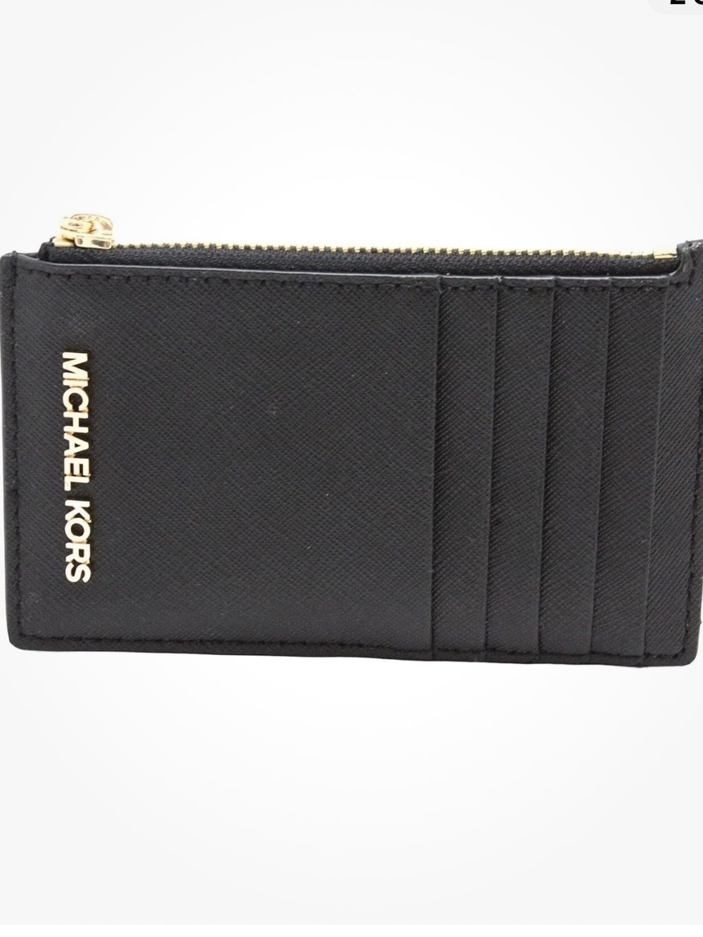 Michael Kors Jet Set Travel Top Zip Card Case Black NWT